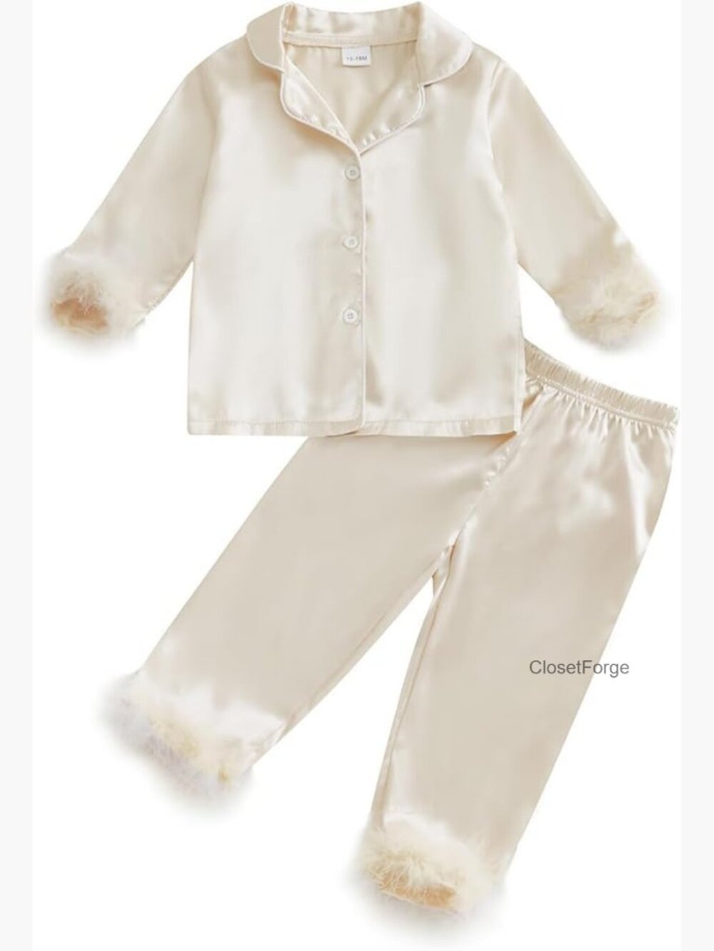 Baby Silk Pajama Set Long Sleeve Button Down Top and Pants Infant Satin Pjs